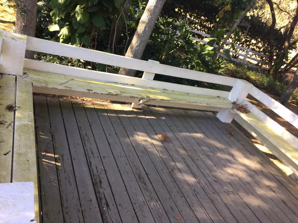 Weathered deck before cleaning