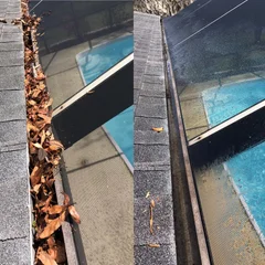 Professional gutter cleaning — before and after