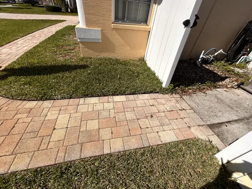 New Port Richey paver walkway before cleaning, sanding and sealing