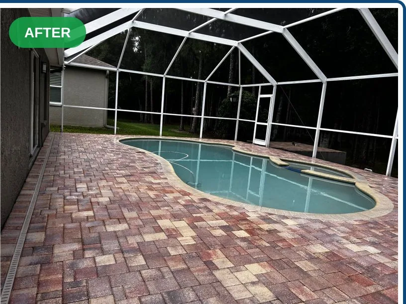 Odessa pool deck and patio pavers after the documented sealing project