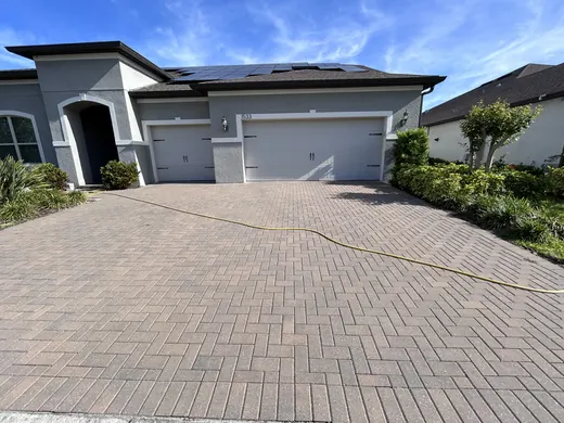 Palm Harbor paver driveway before cleaning, sanding and sealing