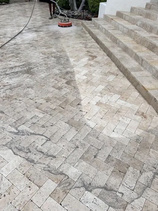 St. Pete Beach paver stripping and surface preparation in progress