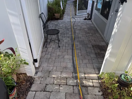 Tarpon Springs paver walkway before cleaning and sealing