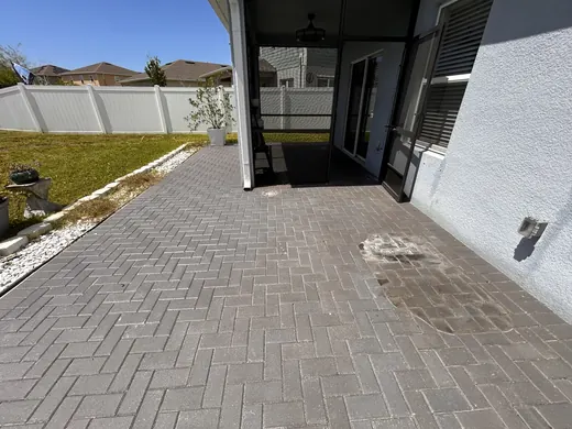 Trinity back-patio pavers documented before cleaning and sealing