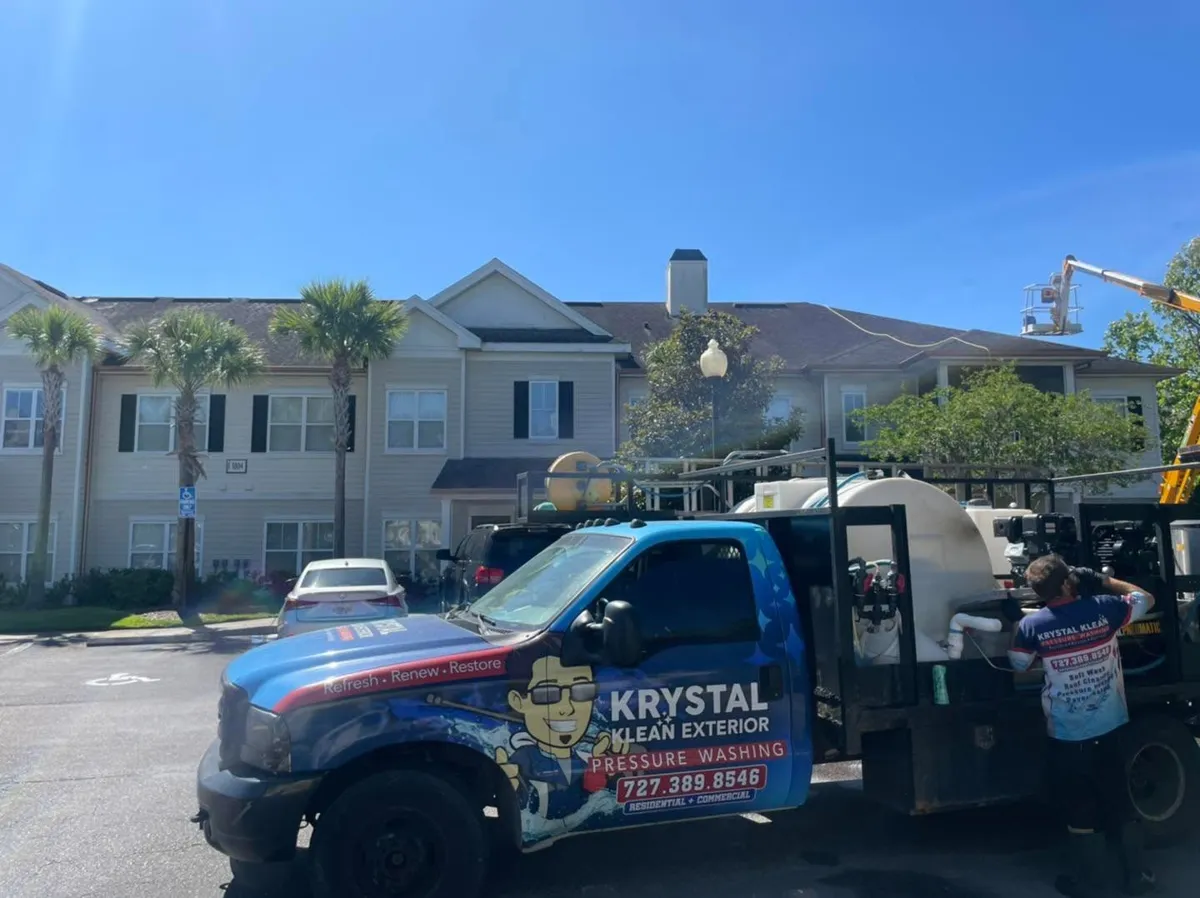 Krystal Klean truck and crew on site at a condo community